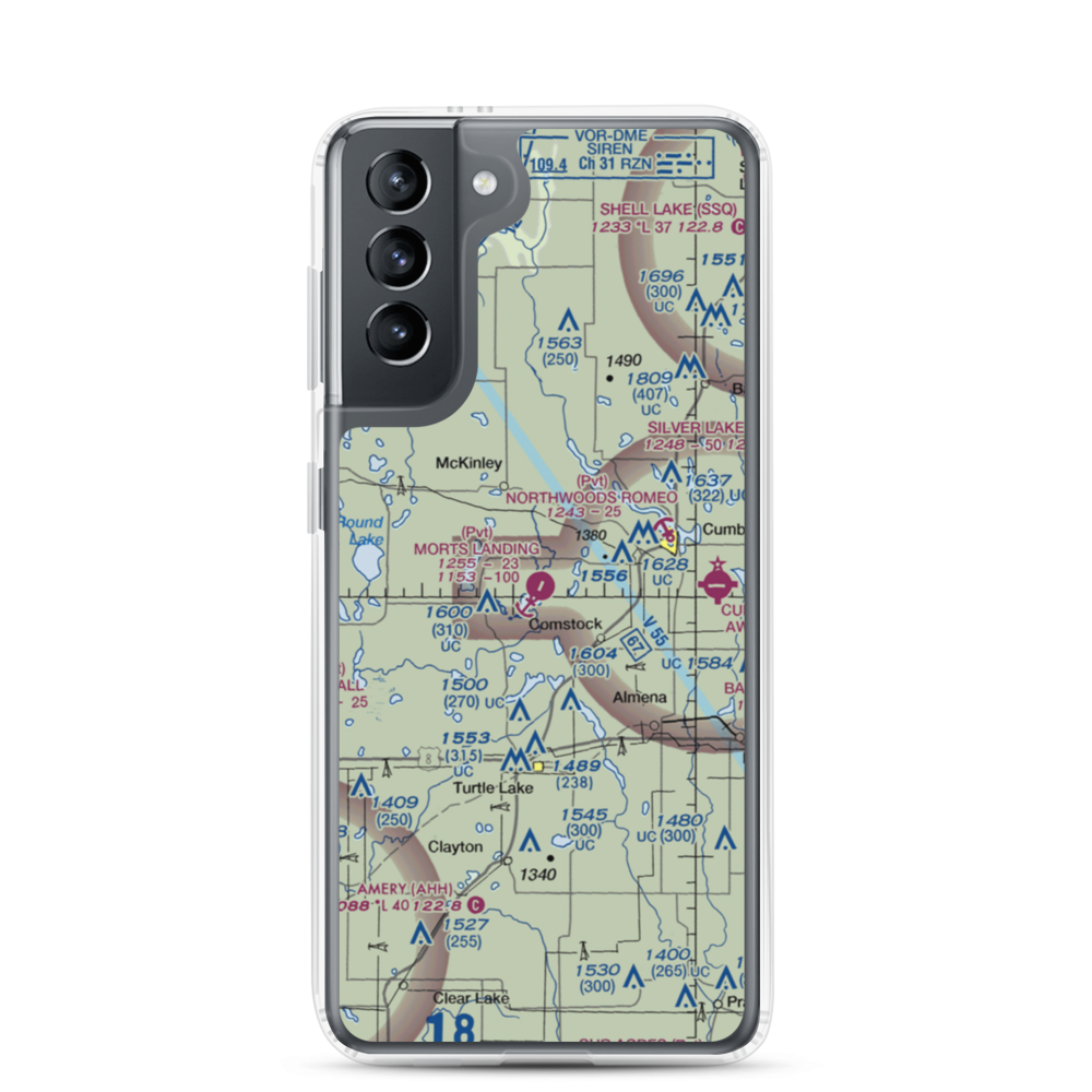 Mort's Landing Airport (0WI1) VFR Sectional Samsung Case Samsung Galaxy S21 model shown