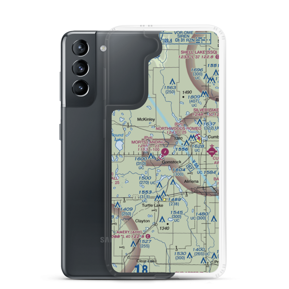 Mort's Landing Airport (0WI1) VFR Sectional Samsung Case Samsung Galaxy S21 model shown