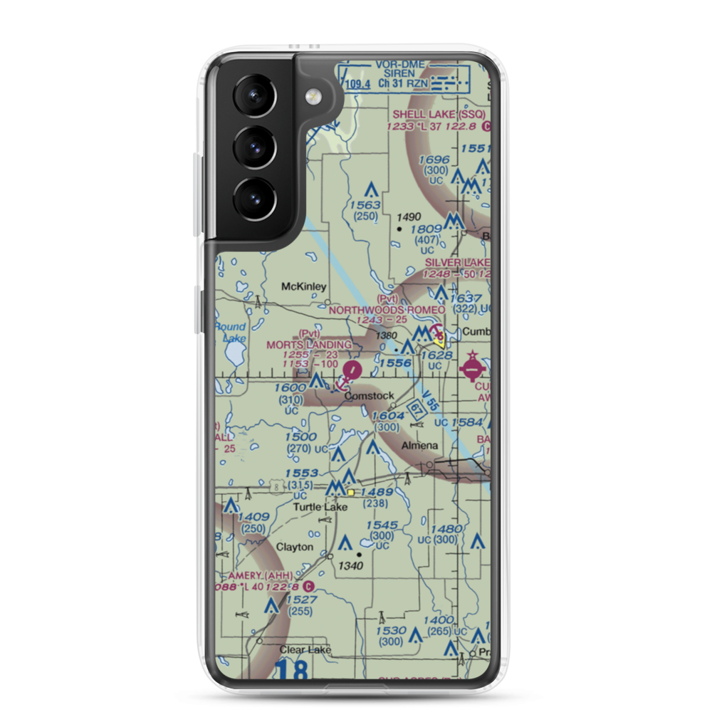 Mort's Landing Airport (0WI1) VFR Sectional Samsung Case Samsung Galaxy S21 Plus model shown