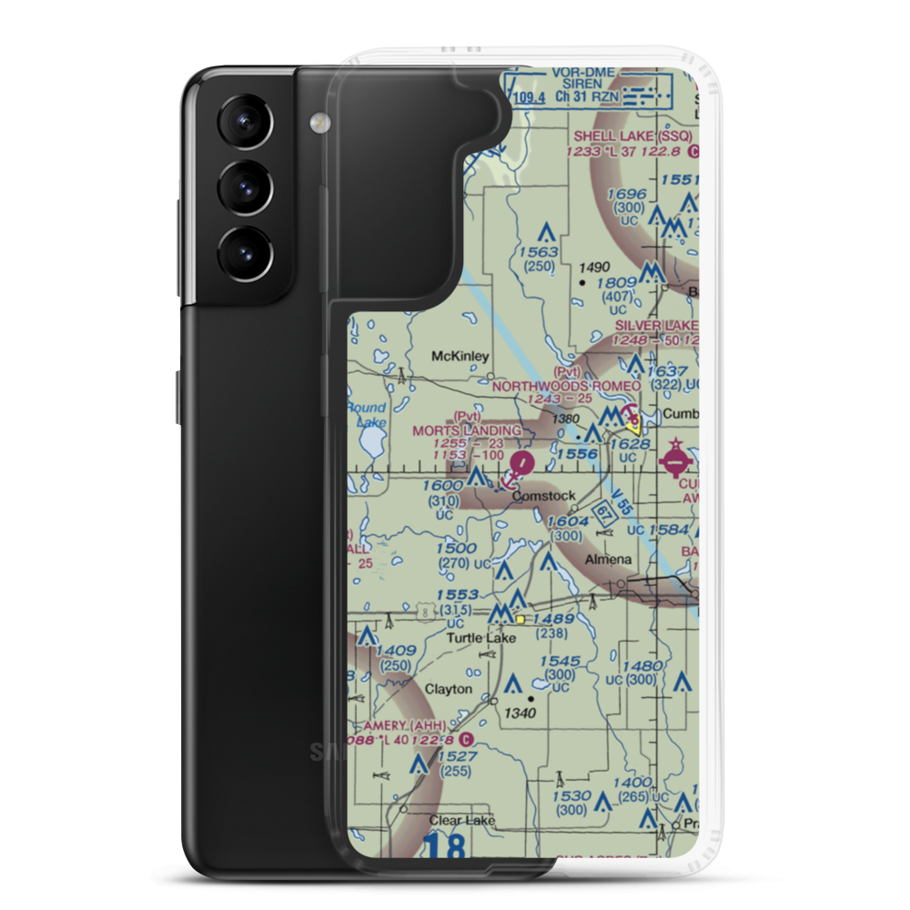 Mort's Landing Airport (0WI1) VFR Sectional Samsung Case Samsung Galaxy S21 Plus model shown