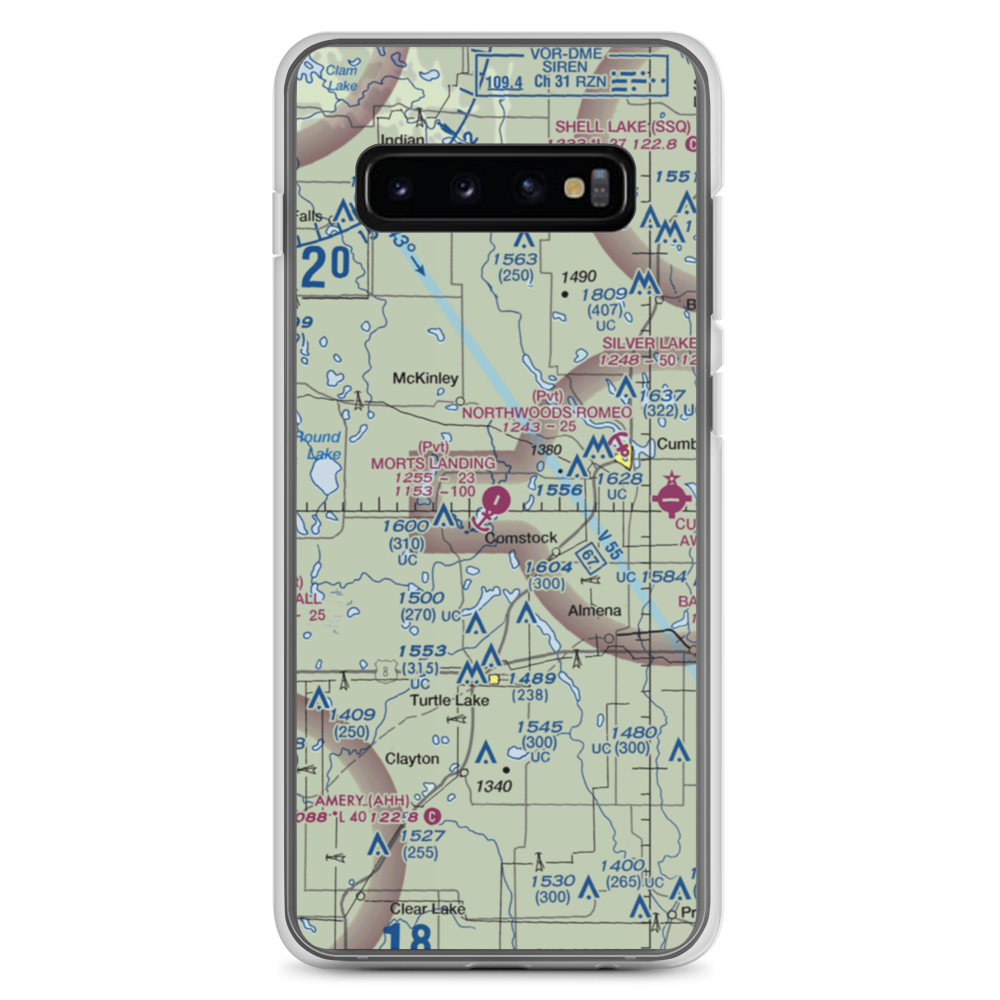 Mort's Landing Airport (0WI1) VFR Sectional Samsung Case Samsung Galaxy S10+ model shown