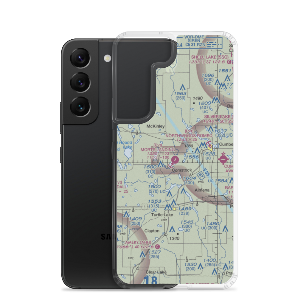 Mort's Landing Airport (0WI1) VFR Sectional Samsung Case Samsung Galaxy S22 model shown
