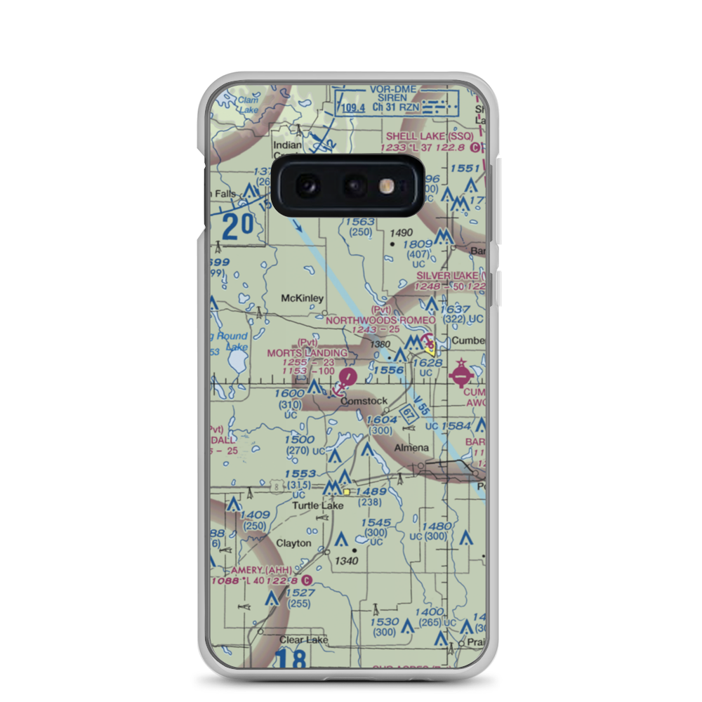 Mort's Landing Airport (0WI1) VFR Sectional Samsung Case Samsung Galaxy S10e model shown