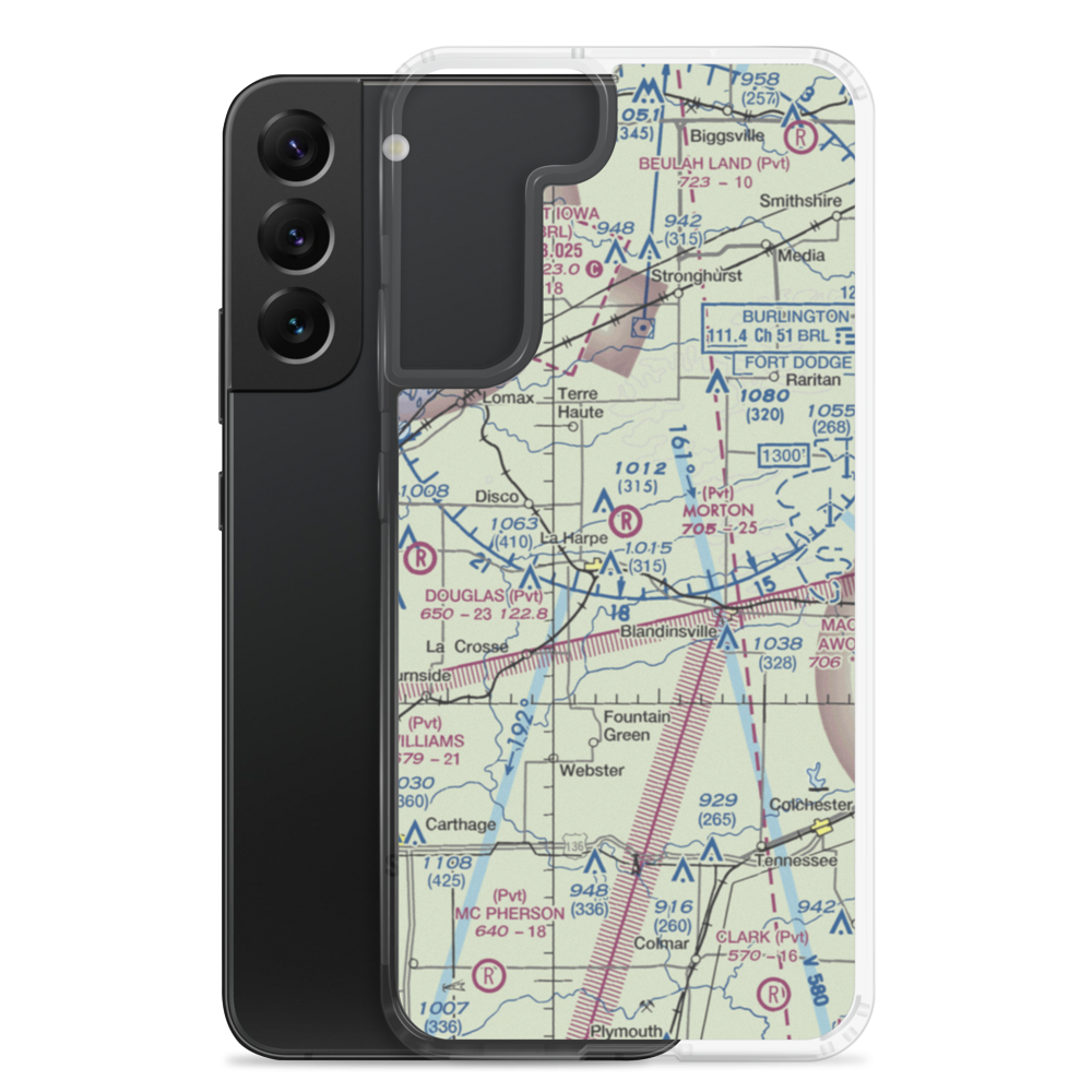 Morton Airport (IS55) VFR Sectional Samsung Case Samsung Galaxy S22 Plus model shown