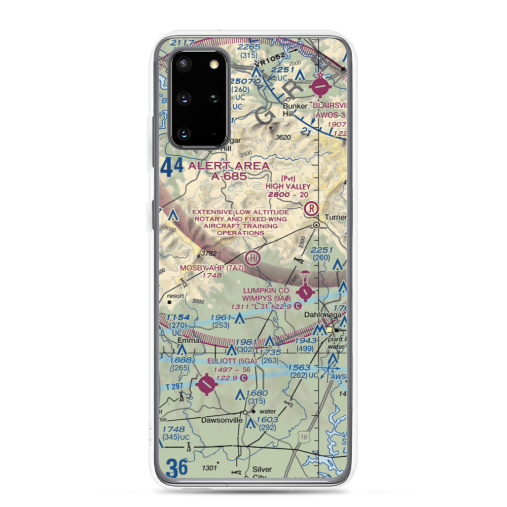Mosby Army Heliport (7A7) VFR Sectional Samsung Case Samsung Galaxy S20 Plus model shown