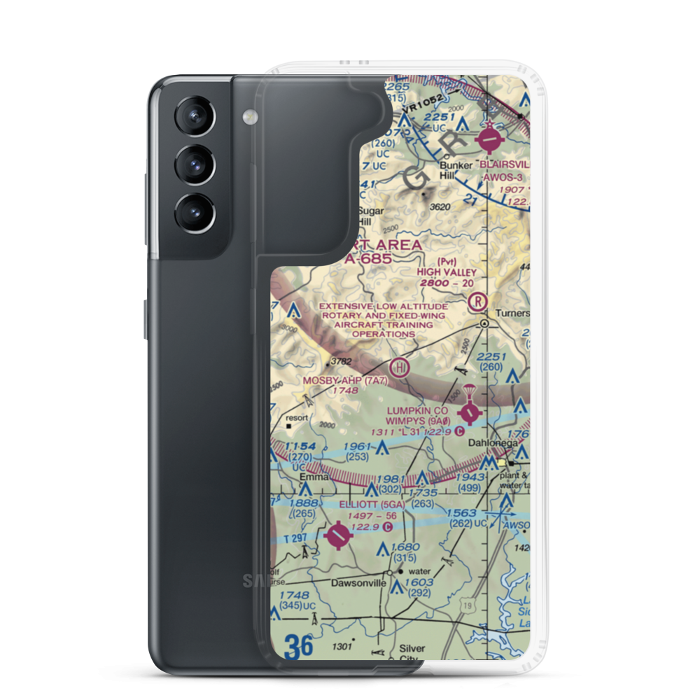 Mosby Army Heliport (7A7) VFR Sectional Samsung Case Samsung Galaxy S21 model shown