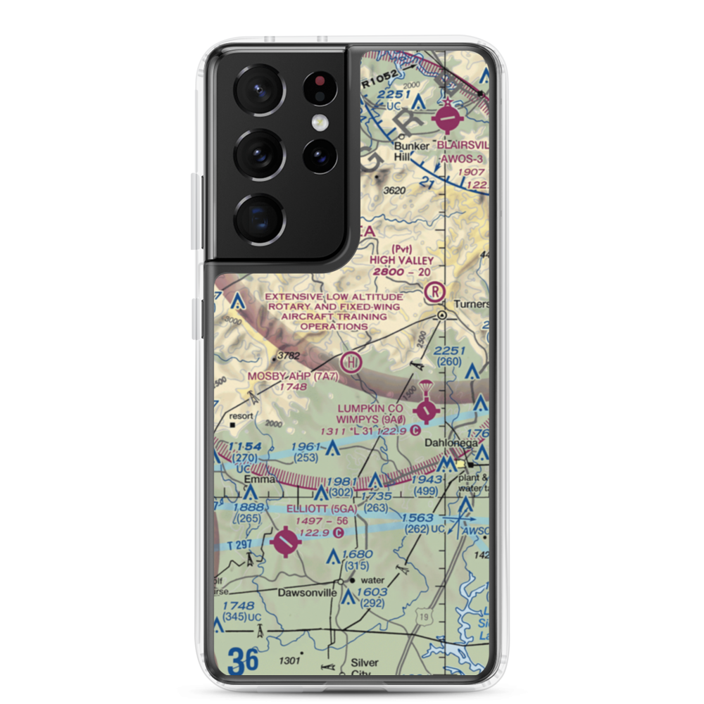 Mosby Army Heliport (7A7) VFR Sectional Samsung Case Samsung Galaxy S21 Ultra model shown