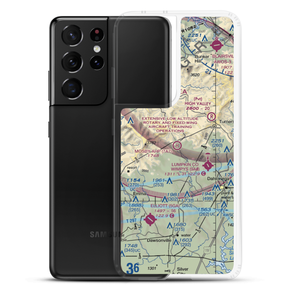 Mosby Army Heliport (7A7) VFR Sectional Samsung Case Samsung Galaxy S21 Ultra model shown