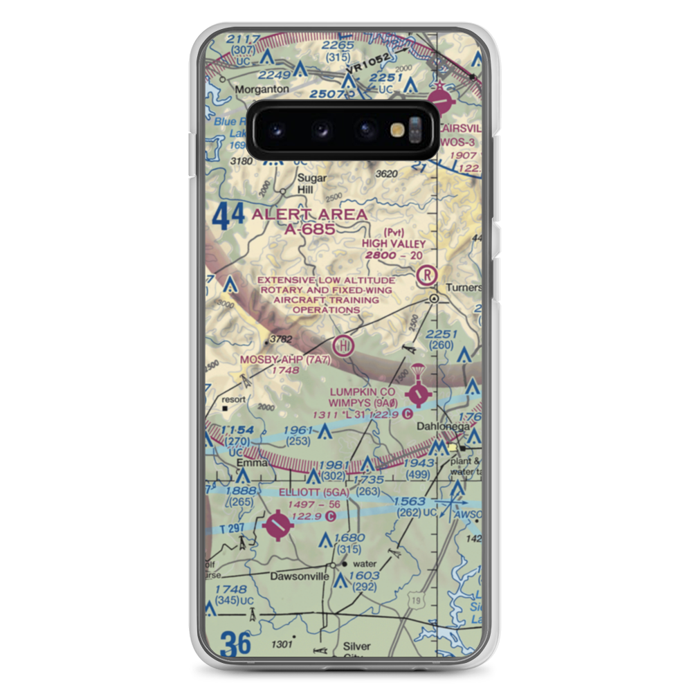 Mosby Army Heliport (7A7) VFR Sectional Samsung Case Samsung Galaxy S10+ model shown