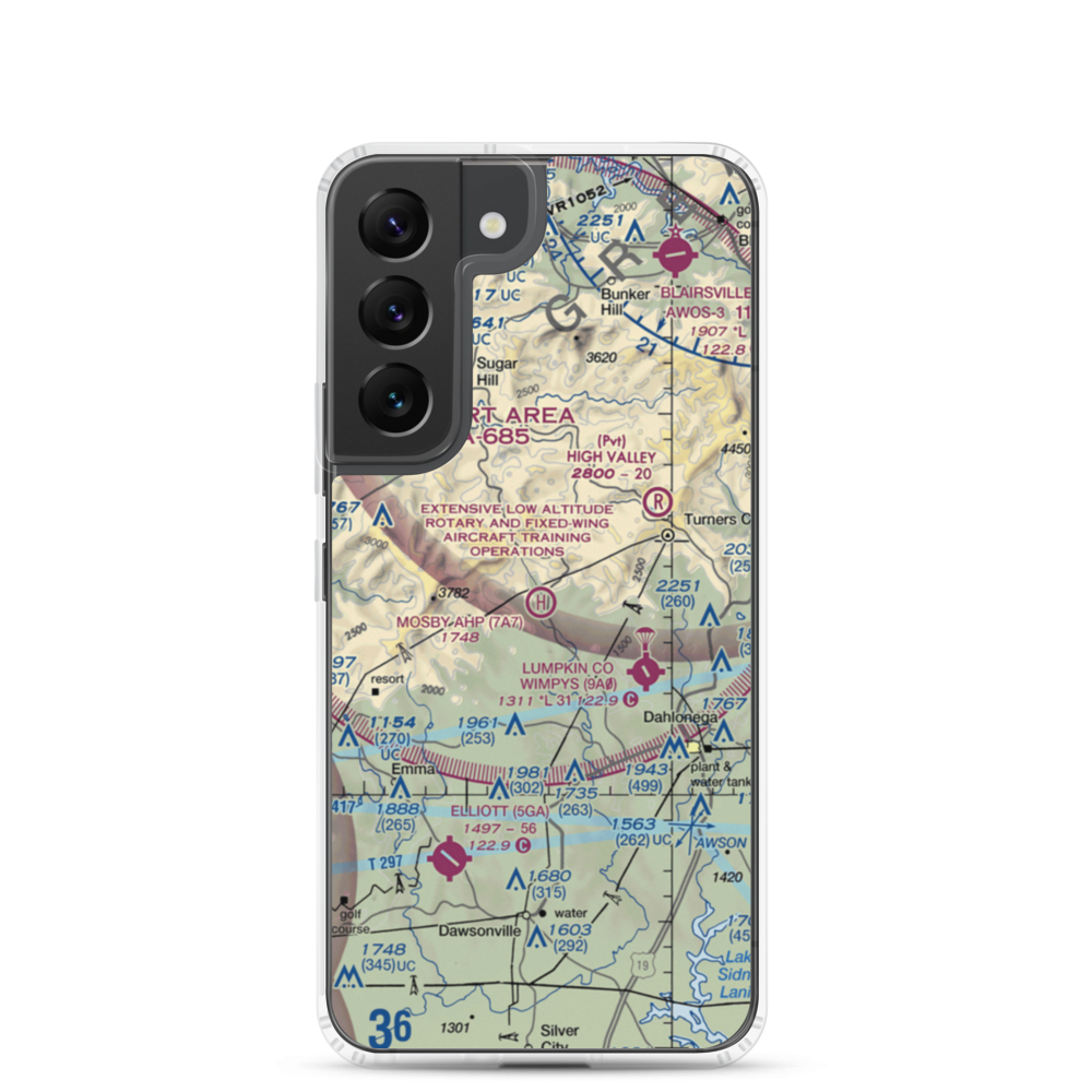 Mosby Army Heliport (7A7) VFR Sectional Samsung Case Samsung Galaxy S22 model shown