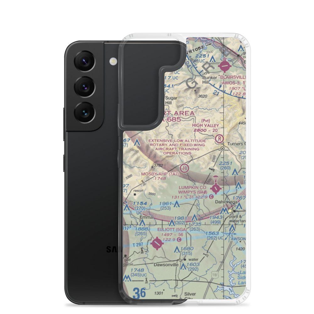 Mosby Army Heliport (7A7) VFR Sectional Samsung Case Samsung Galaxy S22 model shown