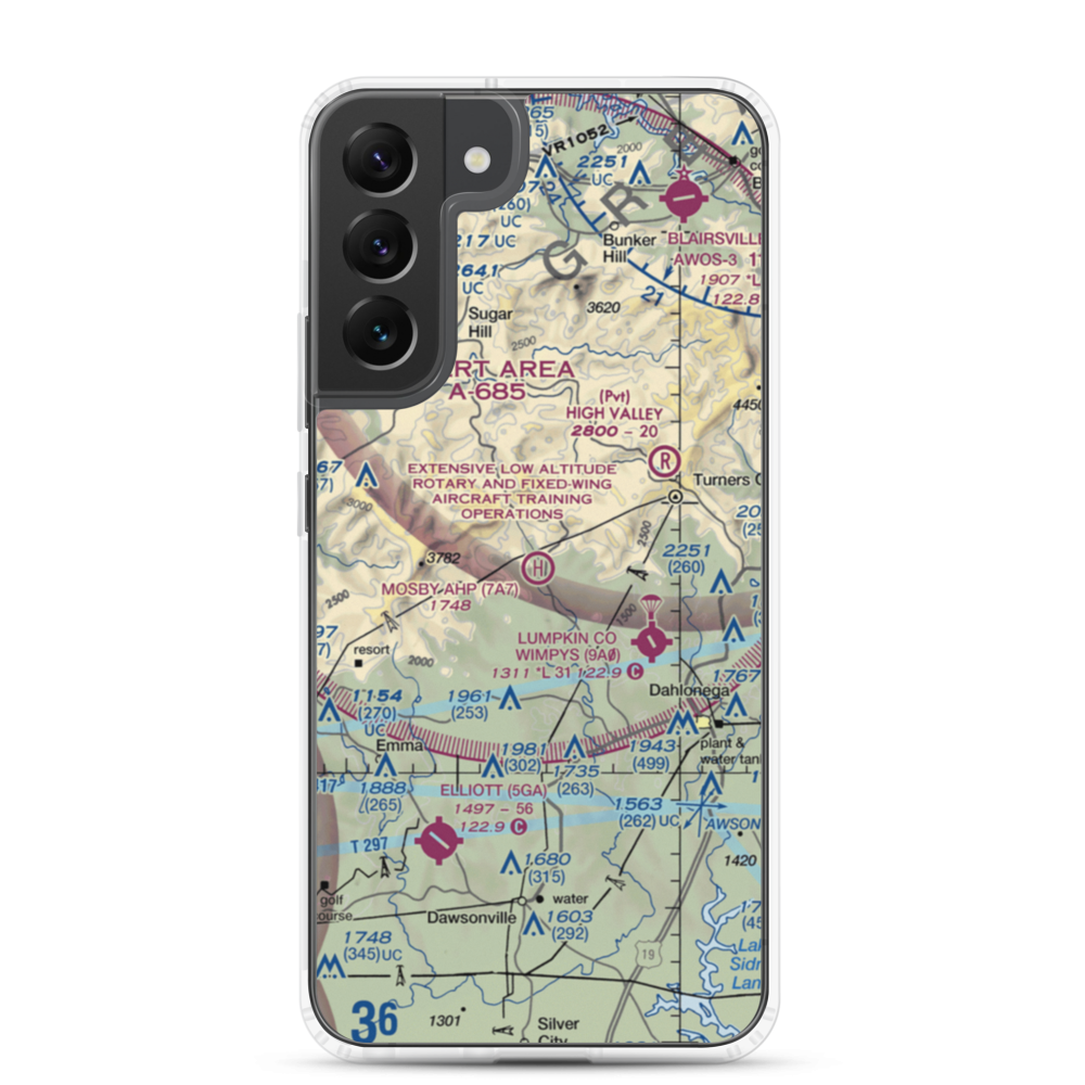 Mosby Army Heliport (7A7) VFR Sectional Samsung Case Samsung Galaxy S22 Plus model shown