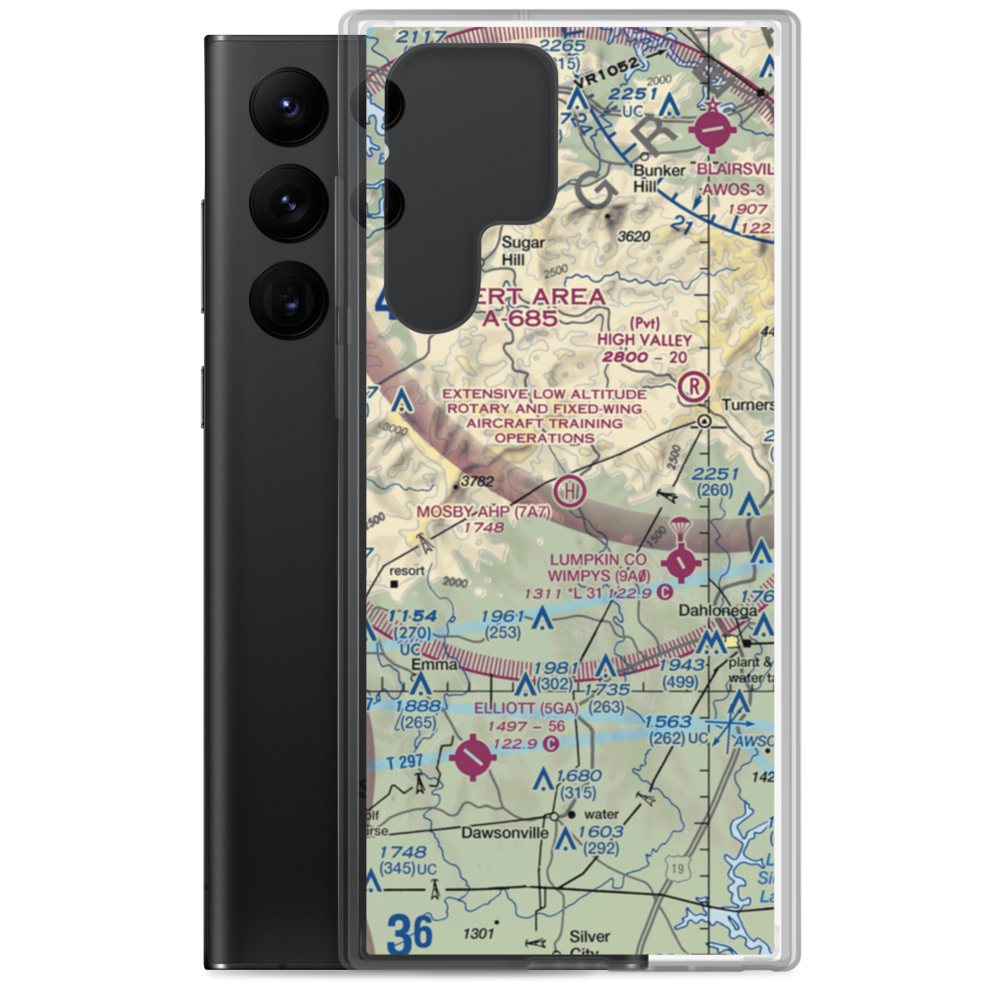 Mosby Army Heliport (7A7) VFR Sectional Samsung Case Samsung Galaxy S22 Ultra model shown