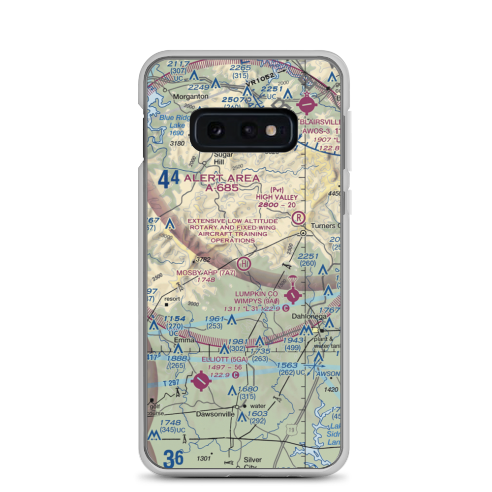Mosby Army Heliport (7A7) VFR Sectional Samsung Case Samsung Galaxy S10e model shown