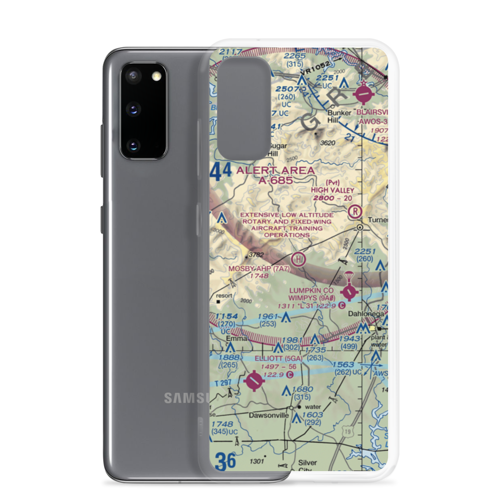 Mosby Army Heliport (7A7) VFR Sectional Samsung Case Samsung Galaxy S20 model shown