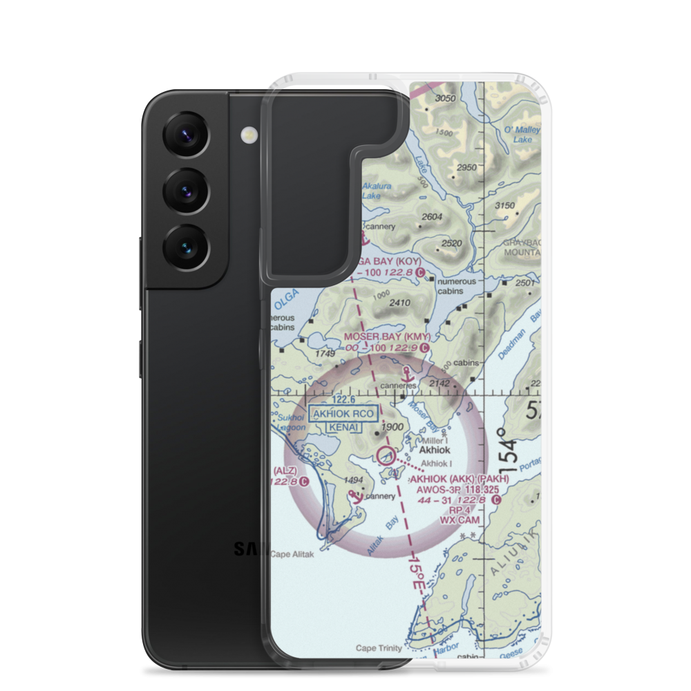 Moser Bay Seaplane Base (KMY) VFR Sectional Samsung Case Samsung Galaxy S22 model shown