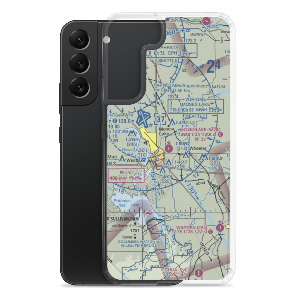 Moses Lake Municipal Airport (W20) VFR Sectional Samsung Case Samsung Galaxy S22 Plus model shown
