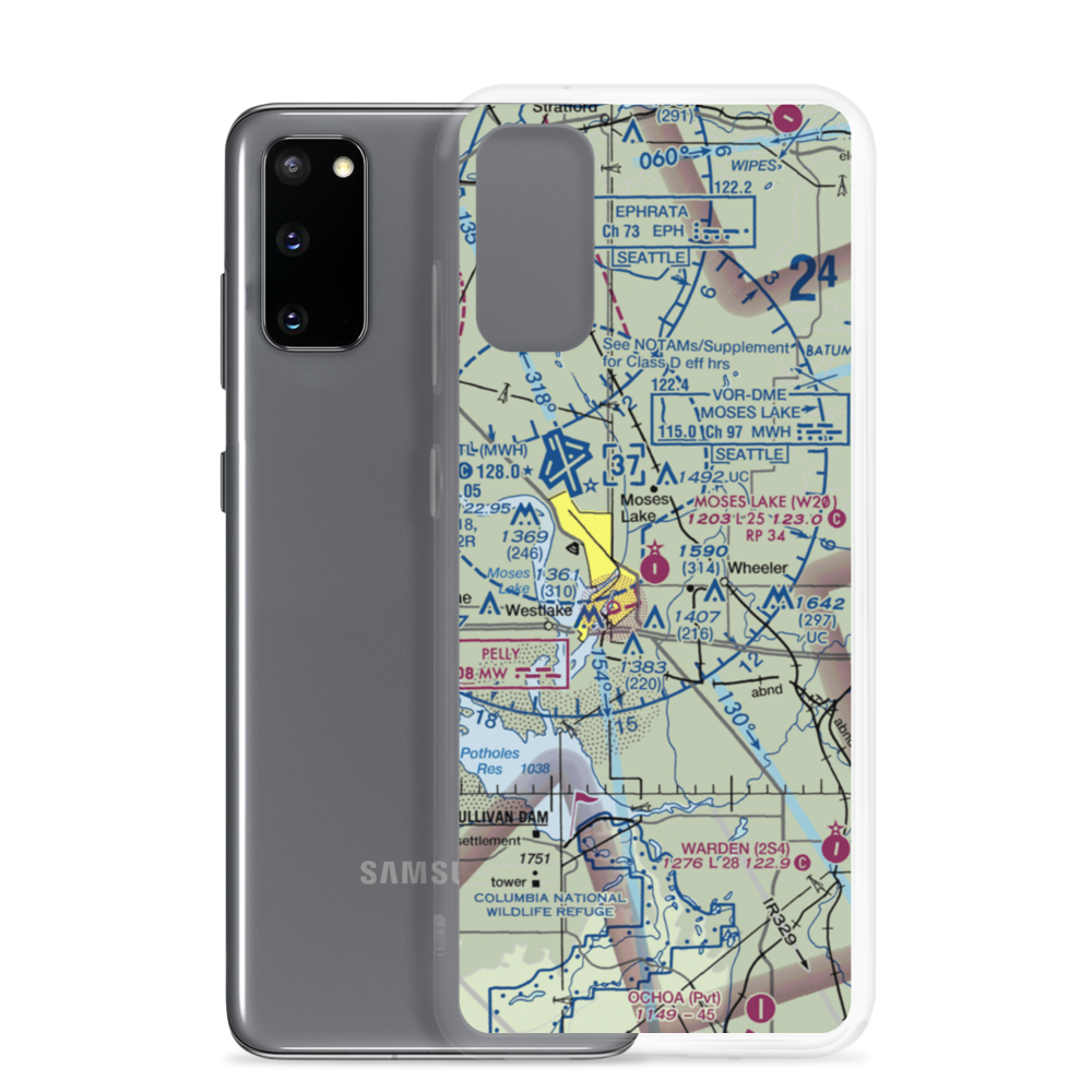 Moses Lake Municipal Airport (W20) VFR Sectional Samsung Case Samsung Galaxy S20 model shown