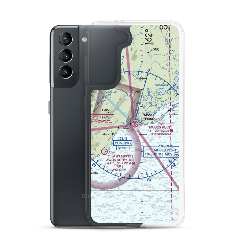 Moses Point Airport (MOS) VFR Sectional Samsung Case Samsung Galaxy S21 model shown