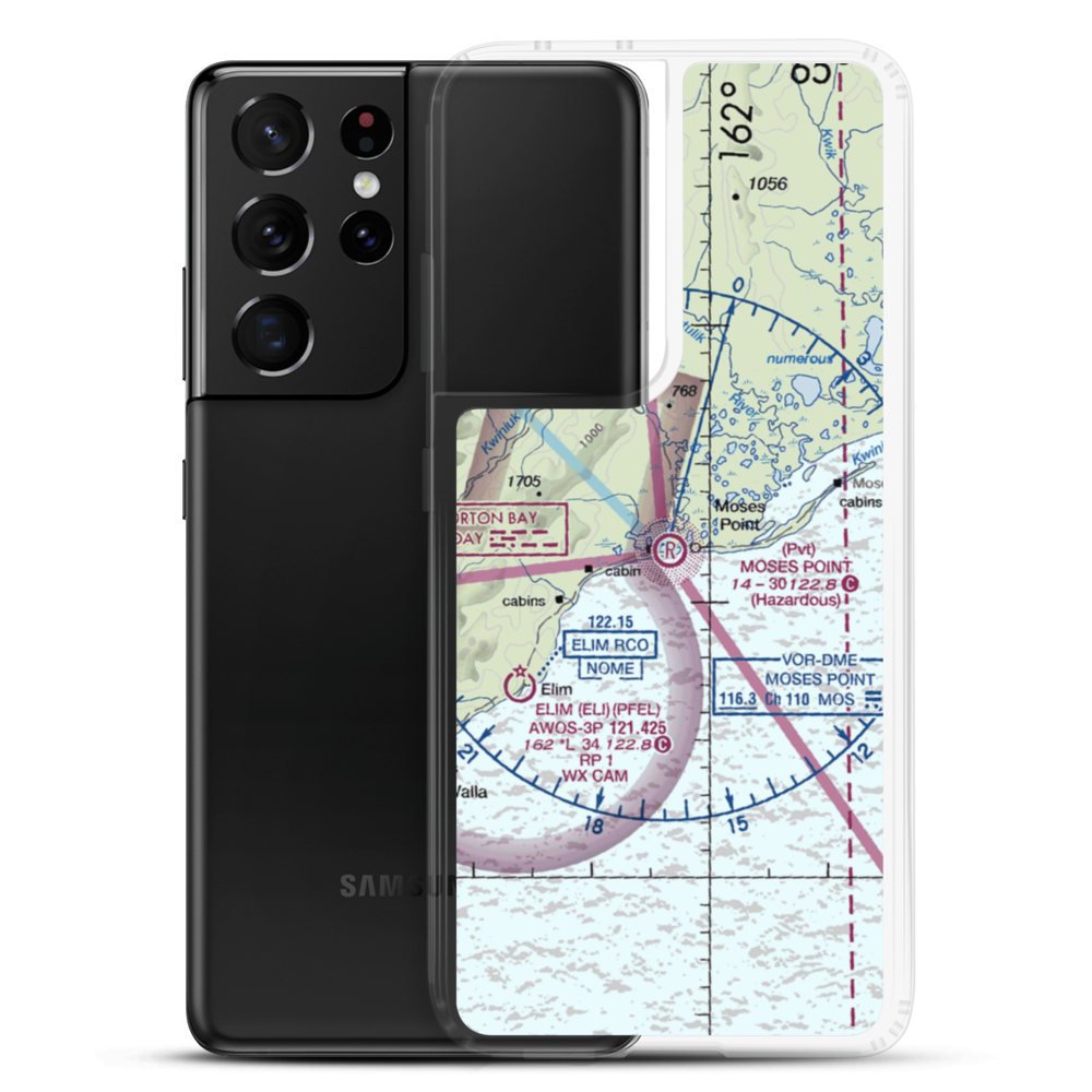 Moses Point Airport (MOS) VFR Sectional Samsung Case Samsung Galaxy S21 Ultra model shown