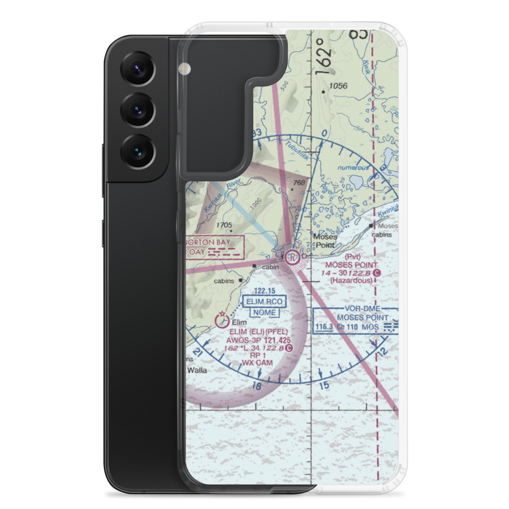 Moses Point Airport (MOS) VFR Sectional Samsung Case Samsung Galaxy S22 Plus model shown