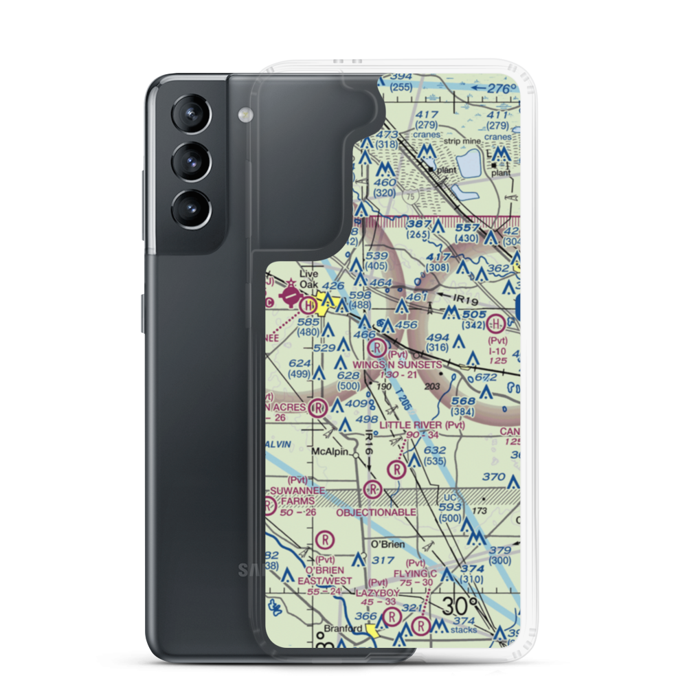 Moss Meadows Airport (45FL) VFR Sectional Samsung Case Samsung Galaxy S21 model shown