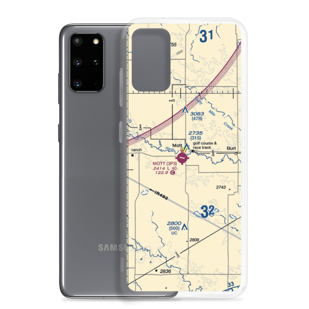 Mott Municipal Airport (3P3) VFR Sectional Samsung Case Samsung Galaxy S20 Plus model shown