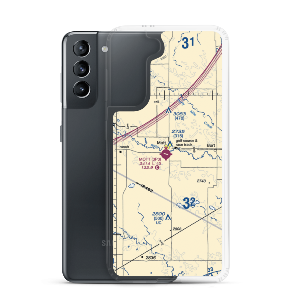 Mott Municipal Airport (3P3) VFR Sectional Samsung Case Samsung Galaxy S21 model shown