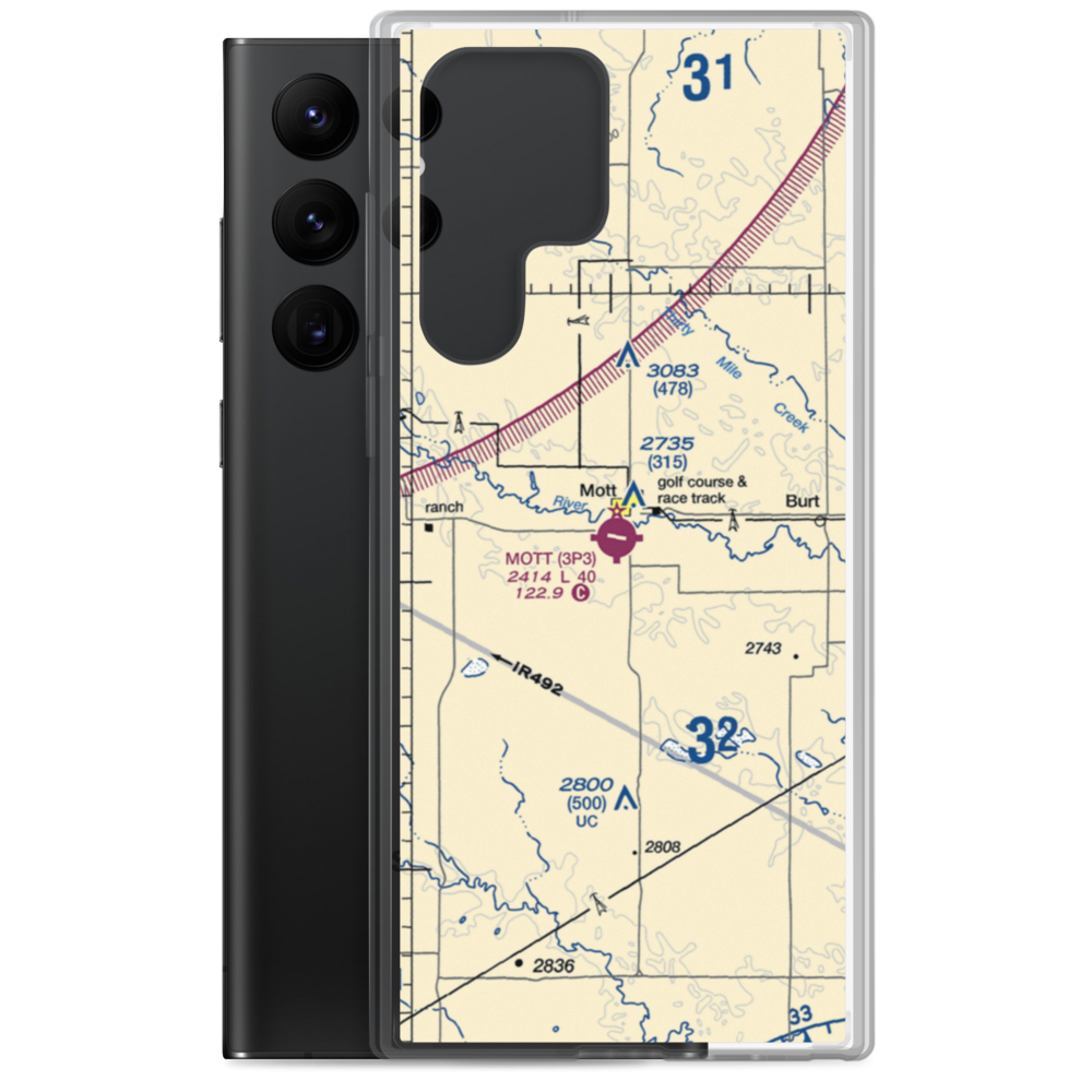 Mott Municipal Airport (3P3) VFR Sectional Samsung Case Samsung Galaxy S22 Ultra model shown