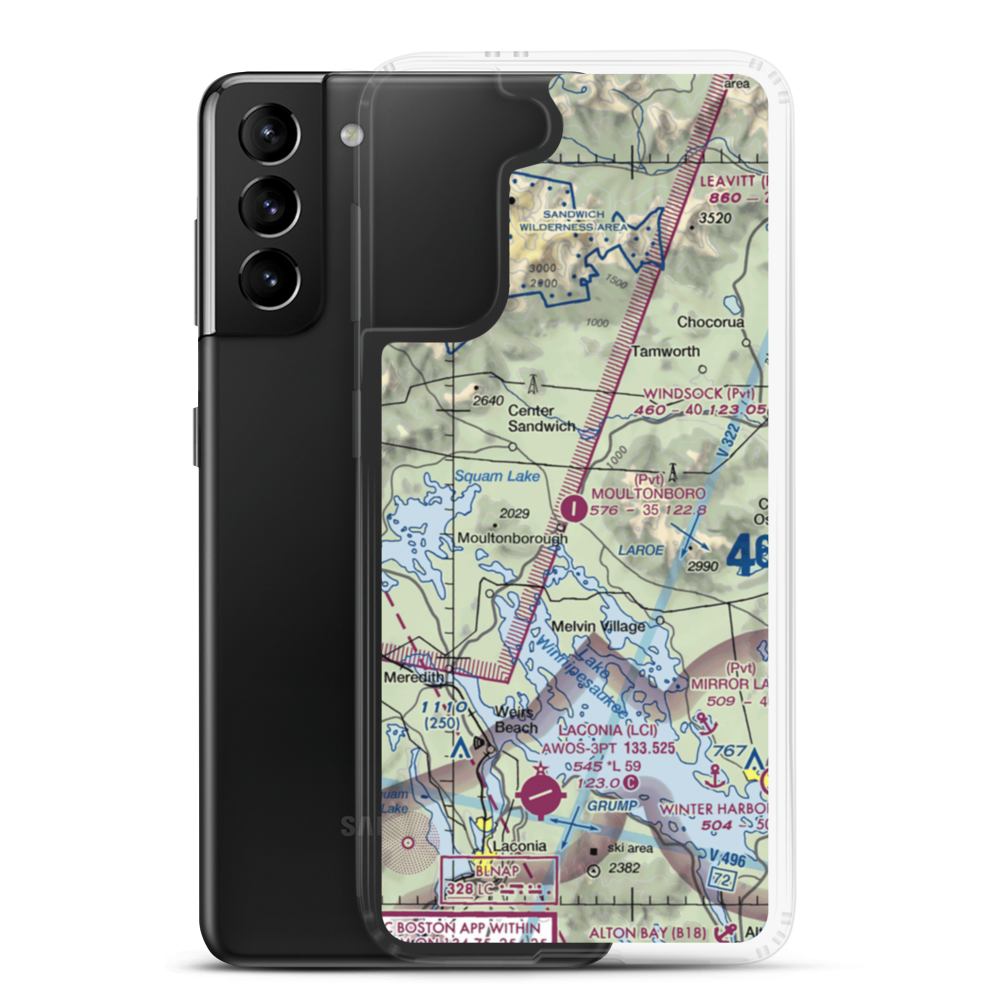 Moultonboro Airport (53NH) VFR Sectional Samsung Case Samsung Galaxy S21 Plus model shown