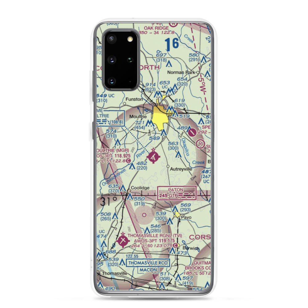 Moultrie Municipal Airport (MGR) VFR Sectional Samsung Case Samsung Galaxy S20 Plus model shown
