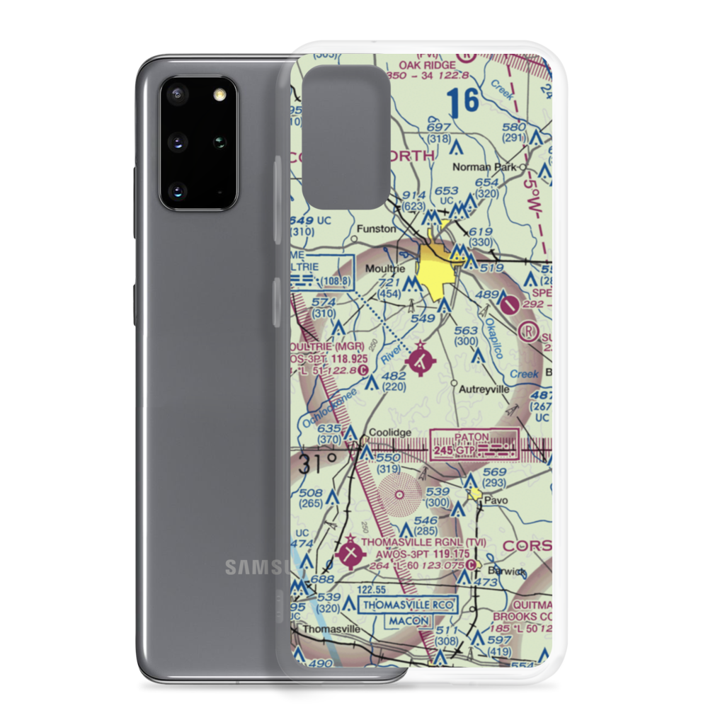 Moultrie Municipal Airport (MGR) VFR Sectional Samsung Case Samsung Galaxy S20 Plus model shown