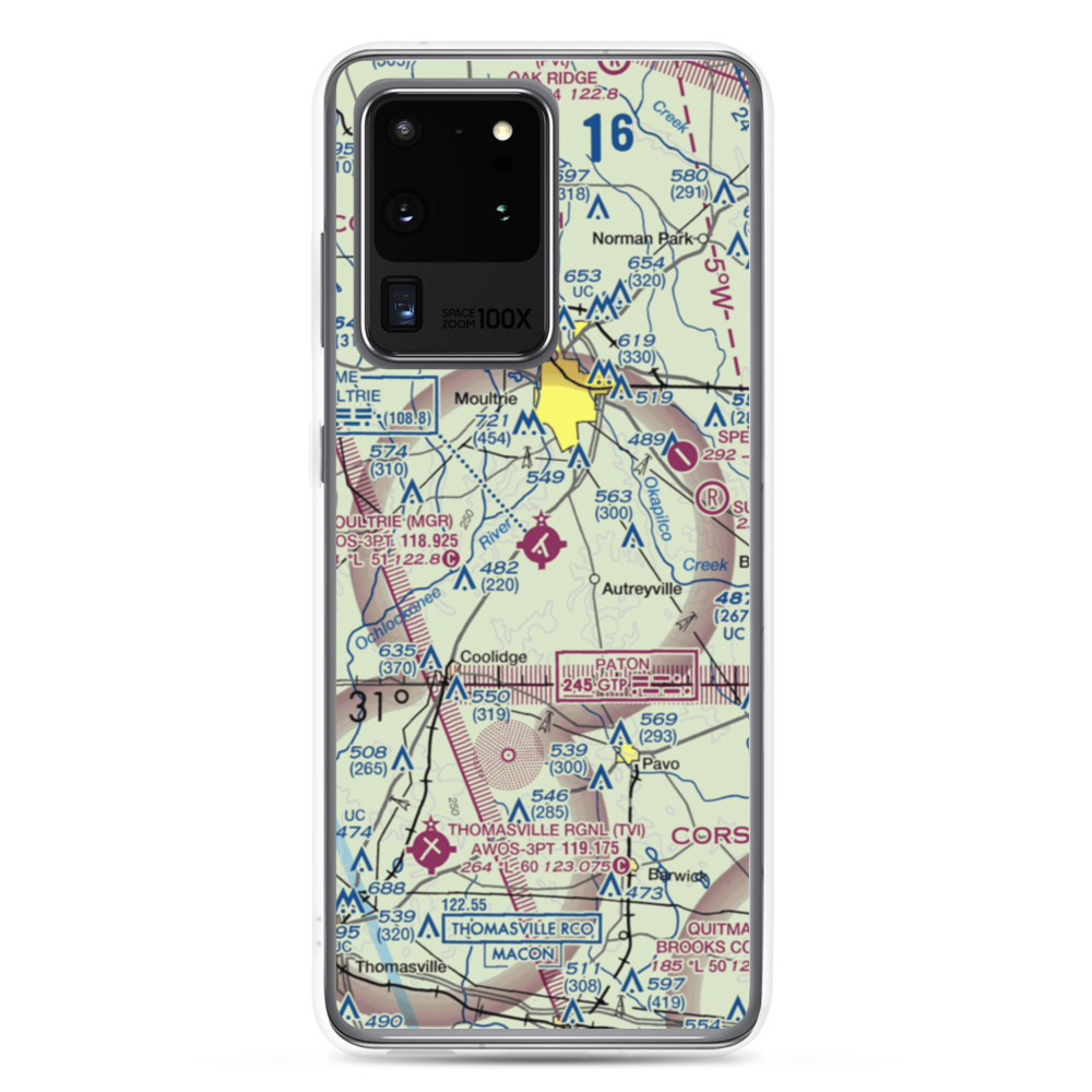 Moultrie Municipal Airport (MGR) VFR Sectional Samsung Case Samsung Galaxy S20 Ultra model shown
