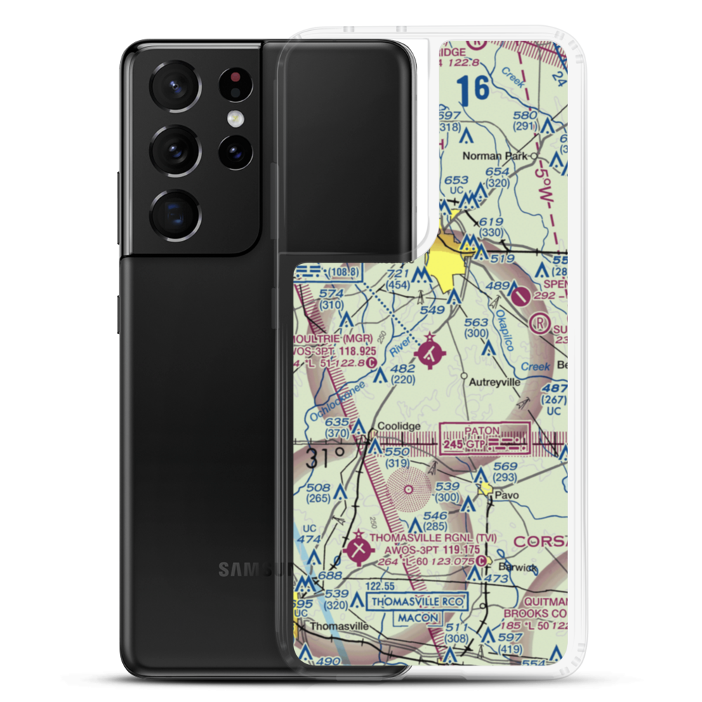 Moultrie Municipal Airport (MGR) VFR Sectional Samsung Case Samsung Galaxy S21 Ultra model shown