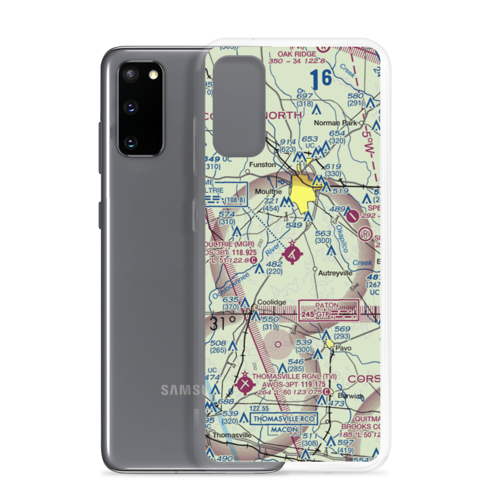 Moultrie Municipal Airport (MGR) VFR Sectional Samsung Case Samsung Galaxy S20 model shown