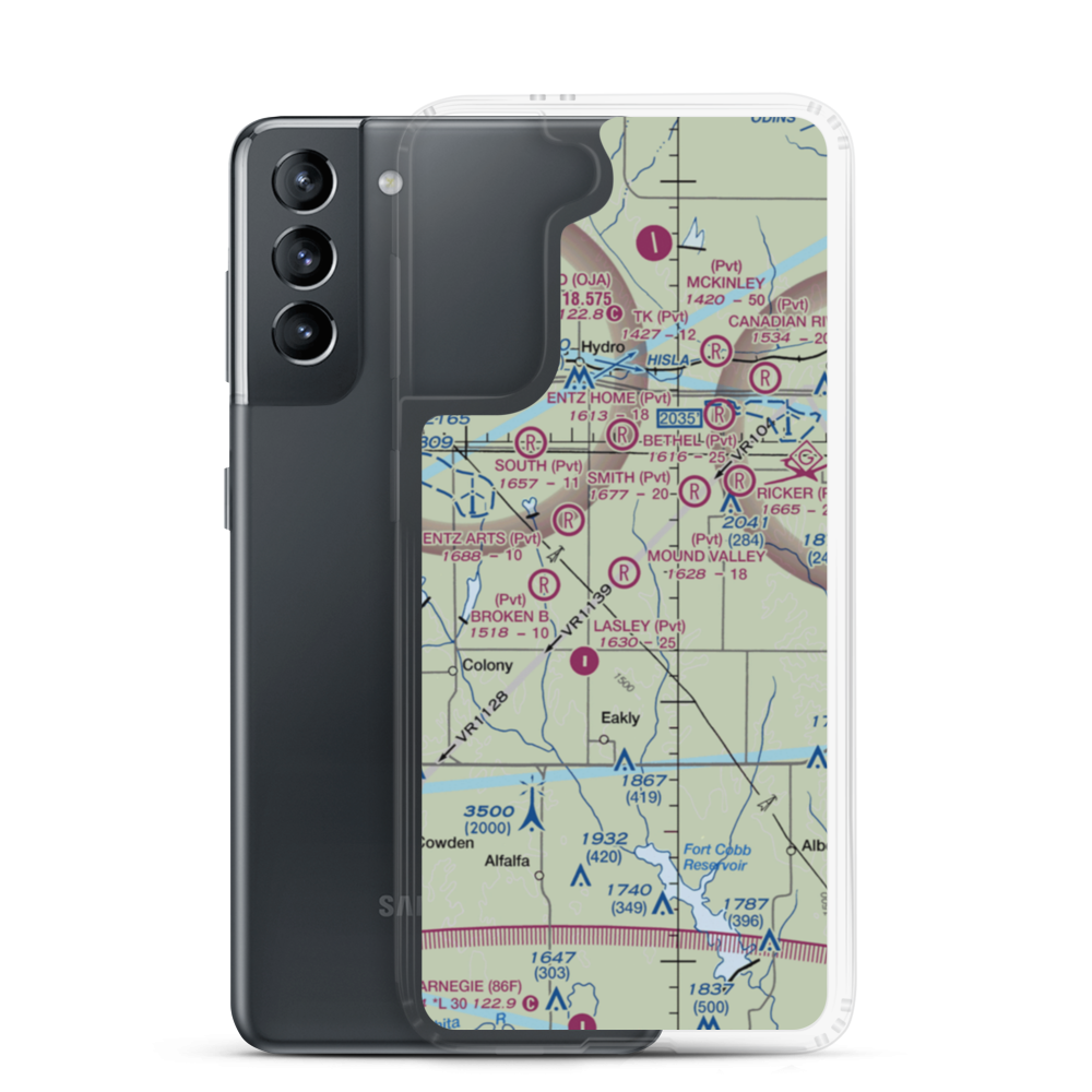 Mound Valley Farm Airport (OK77) VFR Sectional Samsung Case Samsung Galaxy S21 model shown