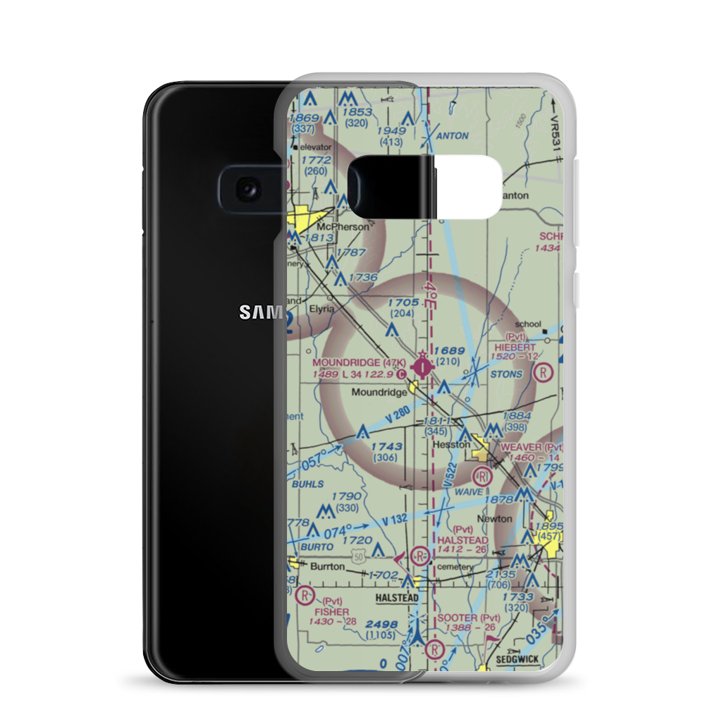 Moundridge Municipal Airport (47K) VFR Sectional Samsung Case Samsung Galaxy S10e model shown