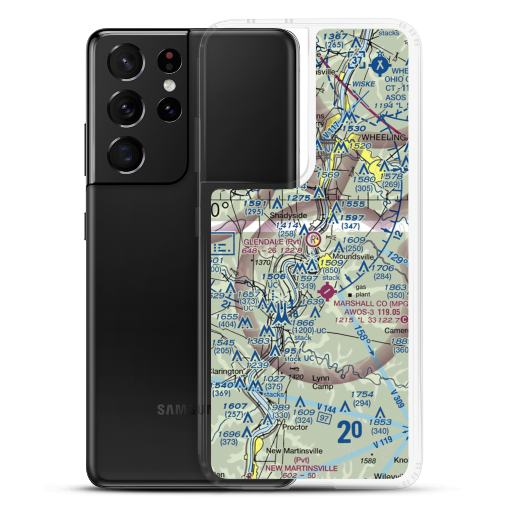 Moundsville Seaplane Base (WV44) VFR Sectional Samsung Case Samsung Galaxy S21 Ultra model shown