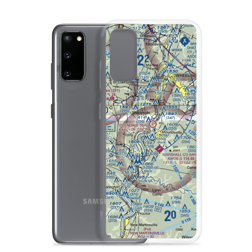 Moundsville Seaplane Base (WV44) VFR Sectional Samsung Case Samsung Galaxy S20 model shown