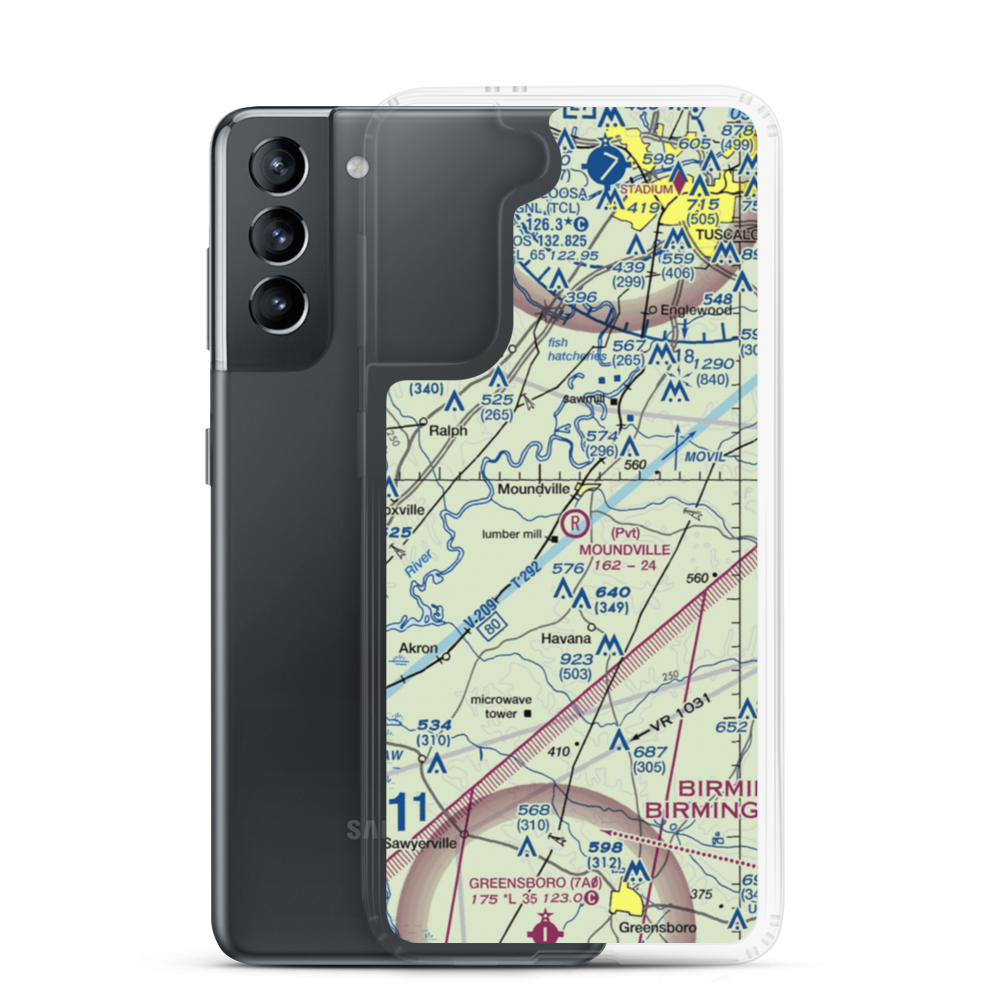 Moundville Airport (L44) VFR Sectional Samsung Case Samsung Galaxy S21 model shown