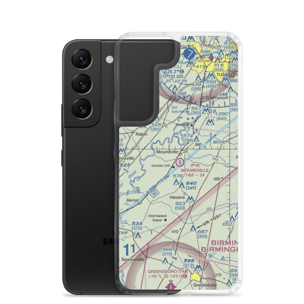 Moundville Airport (L44) VFR Sectional Samsung Case Samsung Galaxy S22 model shown