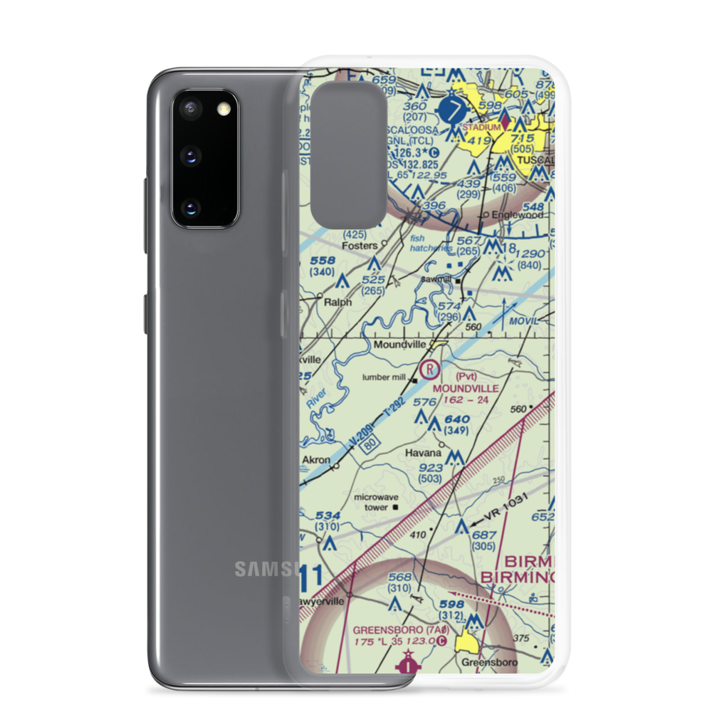 Moundville Airport (L44) VFR Sectional Samsung Case Samsung Galaxy S20 model shown