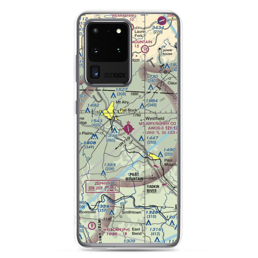 Mount Airy Surry County Airport (MWK) VFR Sectional Samsung Case Samsung Galaxy S20 Ultra model shown