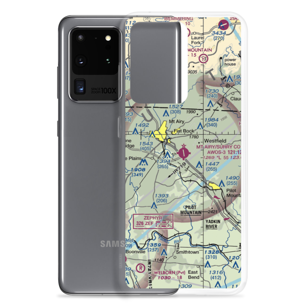 Mount Airy Surry County Airport (MWK) VFR Sectional Samsung Case Samsung Galaxy S20 Ultra model shown