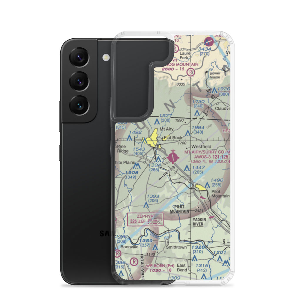 Mount Airy Surry County Airport (MWK) VFR Sectional Samsung Case Samsung Galaxy S22 model shown