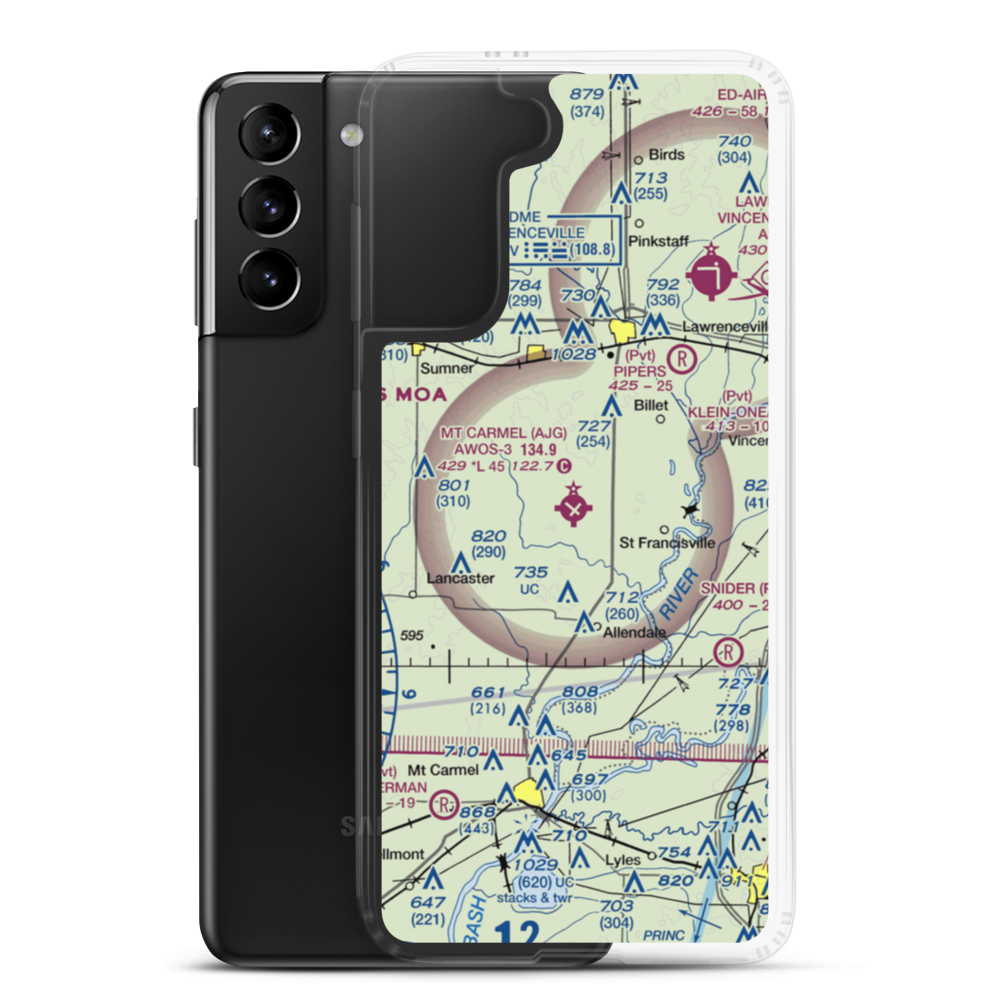 Mount Carmel Municipal Airport (AJG) VFR Sectional Samsung Case Samsung Galaxy S21 Plus model shown