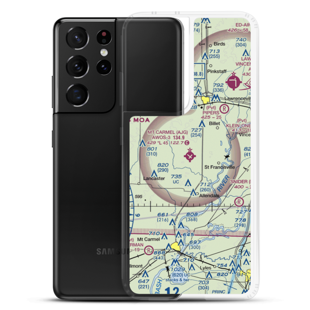 Mount Carmel Municipal Airport (AJG) VFR Sectional Samsung Case Samsung Galaxy S21 Ultra model shown