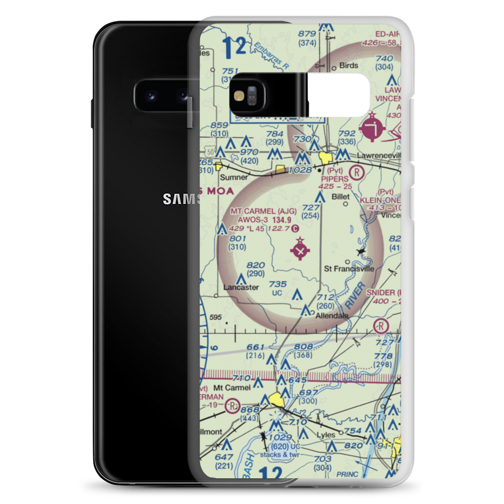 Mount Carmel Municipal Airport (AJG) VFR Sectional Samsung Case Samsung Galaxy S10+ model shown