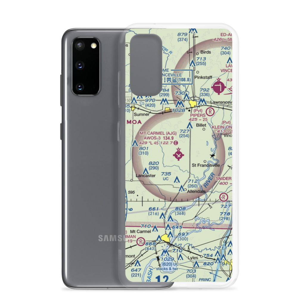 Mount Carmel Municipal Airport (AJG) VFR Sectional Samsung Case Samsung Galaxy S20 model shown