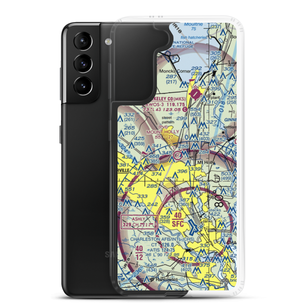 Mount Holly Airport (SC98) VFR Sectional Samsung Case Samsung Galaxy S21 Plus model shown